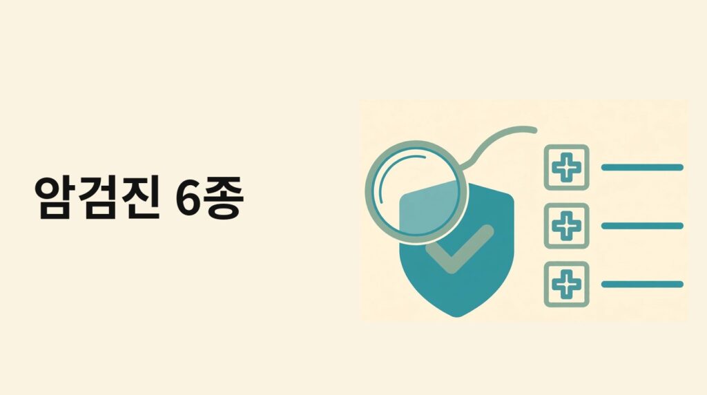 돋보기와 방패로 암검진을 나타내는 그림