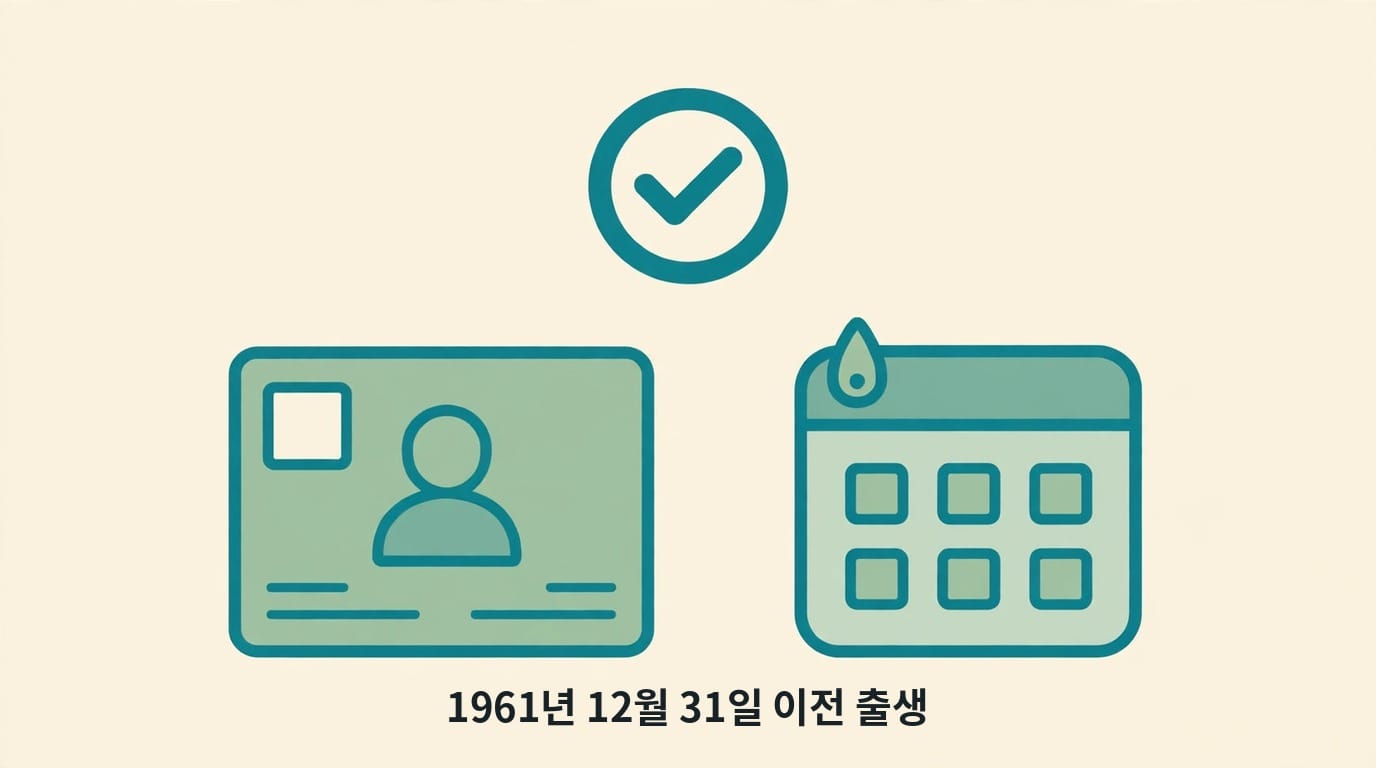 독감 무료접종 대상 확인을 나타내는 신분증과 달력, 체크 표시 그림